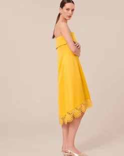 Robe satinée jaune