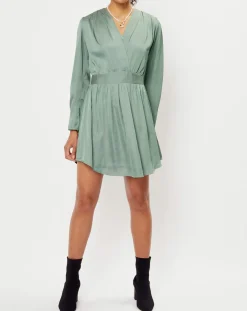Robe satinée Naomie verte