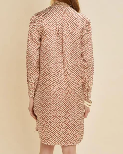 Robe satinée Roya imprimée terre/écru
