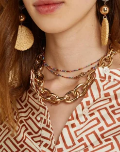 Robe satinée Roya imprimée terre/écru