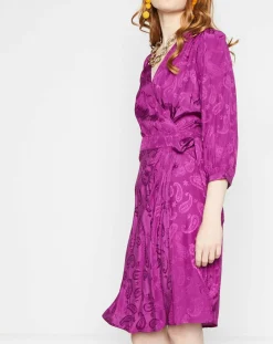 Robe Shima broderies ton sur ton violette