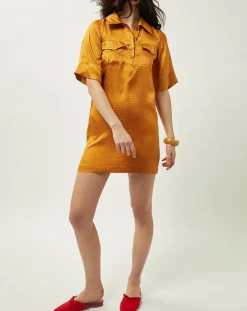 Robe Summer Monogramme satinée moutarde