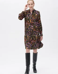 Robe Sybil imprimée cognac