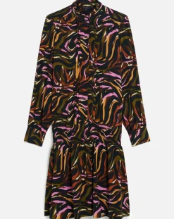 Robe Sybil imprimée cognac