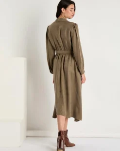 Robe toucher doux Paloma boutonnée khaki
