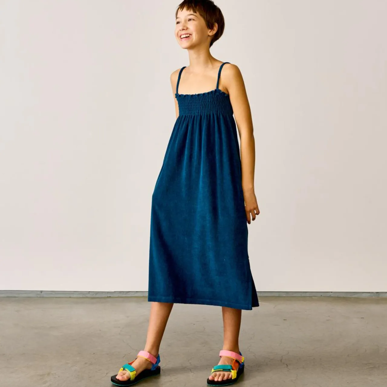 Robe tube mi-longue Canil en Coton mélangé bleu marine