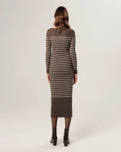 Robe Wendy rayée marron havane