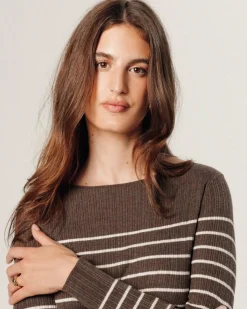 Robe Wendy rayée marron havane