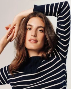 Robe Xénia rayée bleu nuit