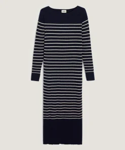 Robe Xénia rayée bleu nuit