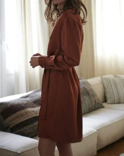 Robe-chemise en Satin rouille