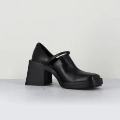 Sabots en Cuir Kim noirs - Talon 8 cm