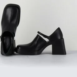 Sabots en Cuir Kim noirs - Talon 8 cm