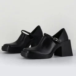 Sabots en Cuir Kim noirs - Talon 8 cm