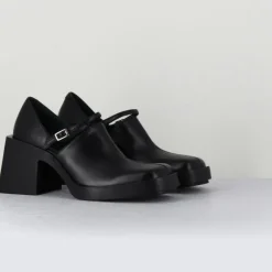 Sabots en Cuir Kim noirs - Talon 8 cm