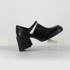 Sabots en Cuir Kim noirs - Talon 8 cm