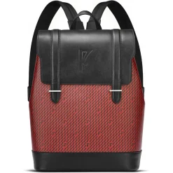 Sac à dos en Toile enduite & Cuir Ferret rouge/noir - 40x29x13 cm
