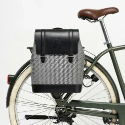 Sac à dos en Toile enduite & Cuir Ferret noir/blanc - 40x29x13 cm