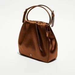 Sac à main en Soie cristal Vittoria moka - 16.5x16x7 cm