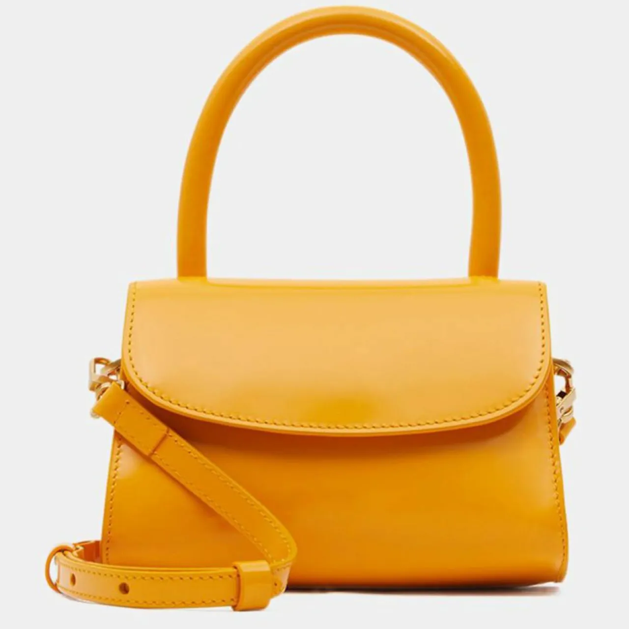 Sac à main mini en Cuir Semi Patent Léa orange - 10,5x16,5x7 cm