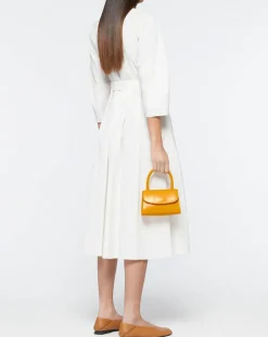 Sac à main mini en Cuir Semi Patent Léa orange - 10,5x16,5x7 cm