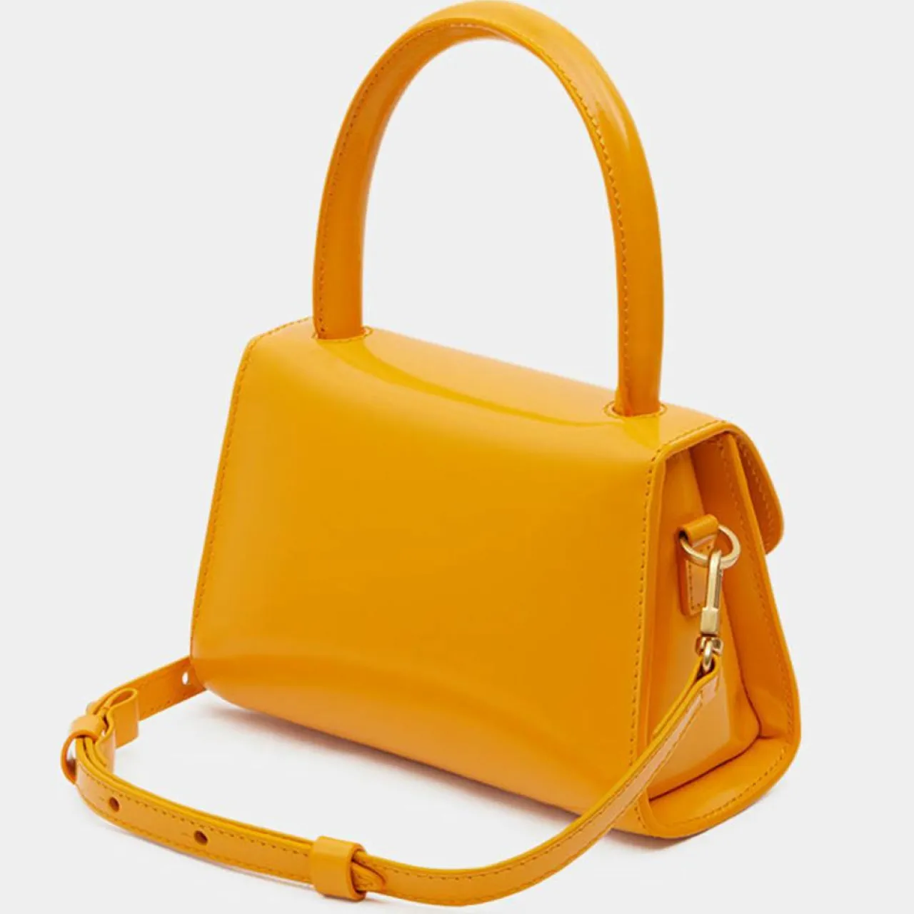 Sac à main mini en Cuir Semi Patent Léa orange - 10,5x16,5x7 cm