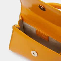 Sac à main mini en Cuir Semi Patent Léa orange - 10,5x16,5x7 cm
