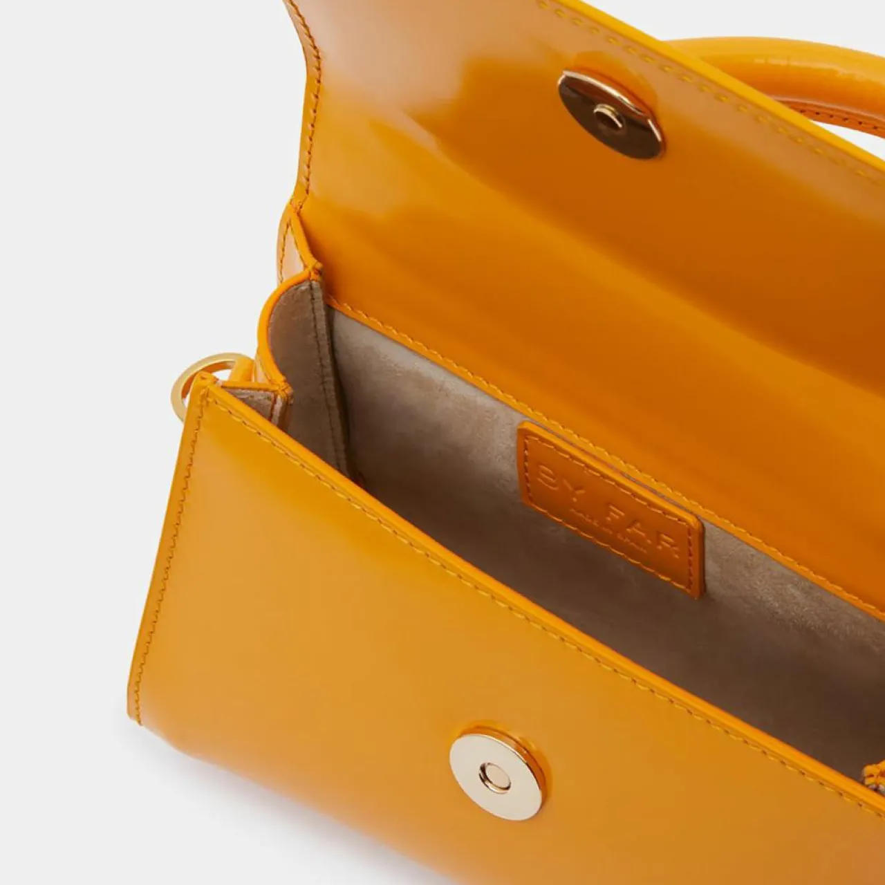 Sac à main mini en Cuir Semi Patent Léa orange - 10,5x16,5x7 cm