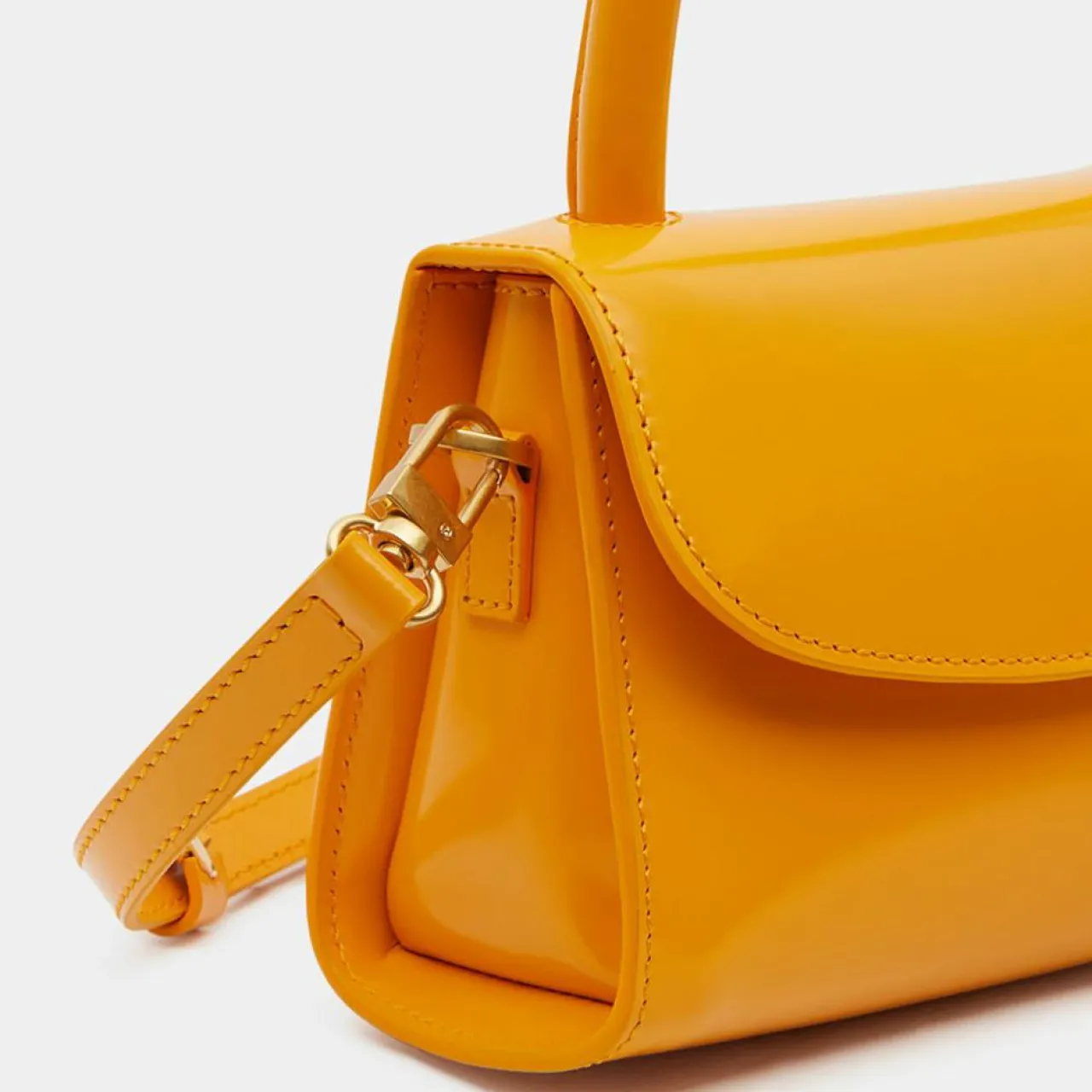 Sac à main mini en Cuir Semi Patent Léa orange - 10,5x16,5x7 cm