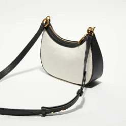 Sac bandoulière en Coton Bio & Cuir Bally naturel/noir - 22.5x12x6 cm