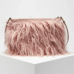 Sac bandoulière en Cuir & Fausse Fourrure Mini Bag rose 27.5x19.5 cm