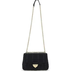 Sac bandoulière en Cuir matelassé noir - 25x17x6 cm