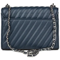 Sac bandoulière en Cuir Rose bleu marine - 23x18x5 cm