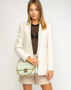 Sac bandoulière en Cuir Sonia vert/multicolore - 26x15x6 cm