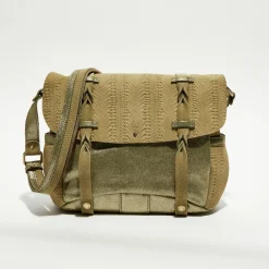 Sac besace en Cuir Alou Dv vert kaki - 35x23x13 cm