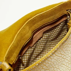 Sac besace en Cuir Bess J jaune - 25x20x7 cm