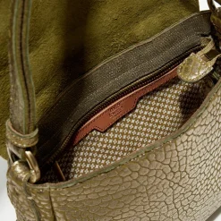 Sac besace en Cuir Bess J vert kaki - 25x20x7 cm