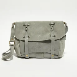 Sac besace en Cuir Olou X vert menthe - 35x23x13 cm