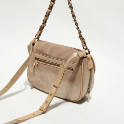 Sac besace en Cuir Rocia V rose - 23x20x7 cm