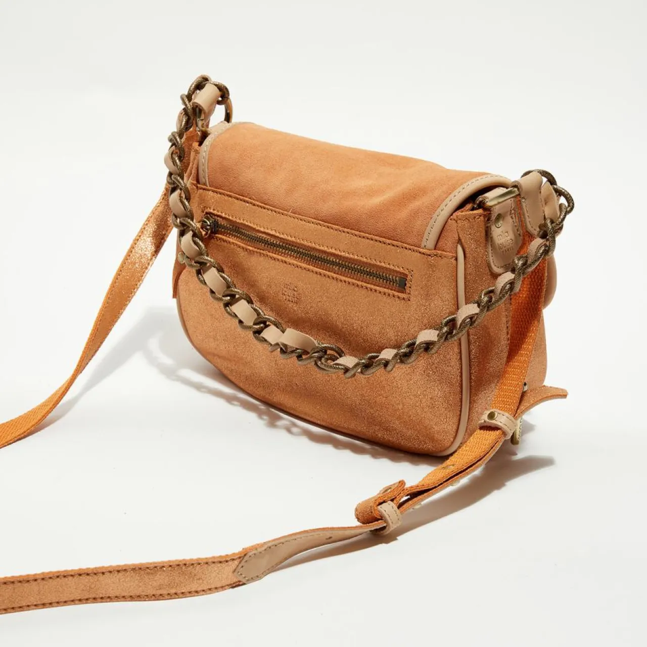 Sac besace en Cuir Rocia V orange - 23x20x7 cm