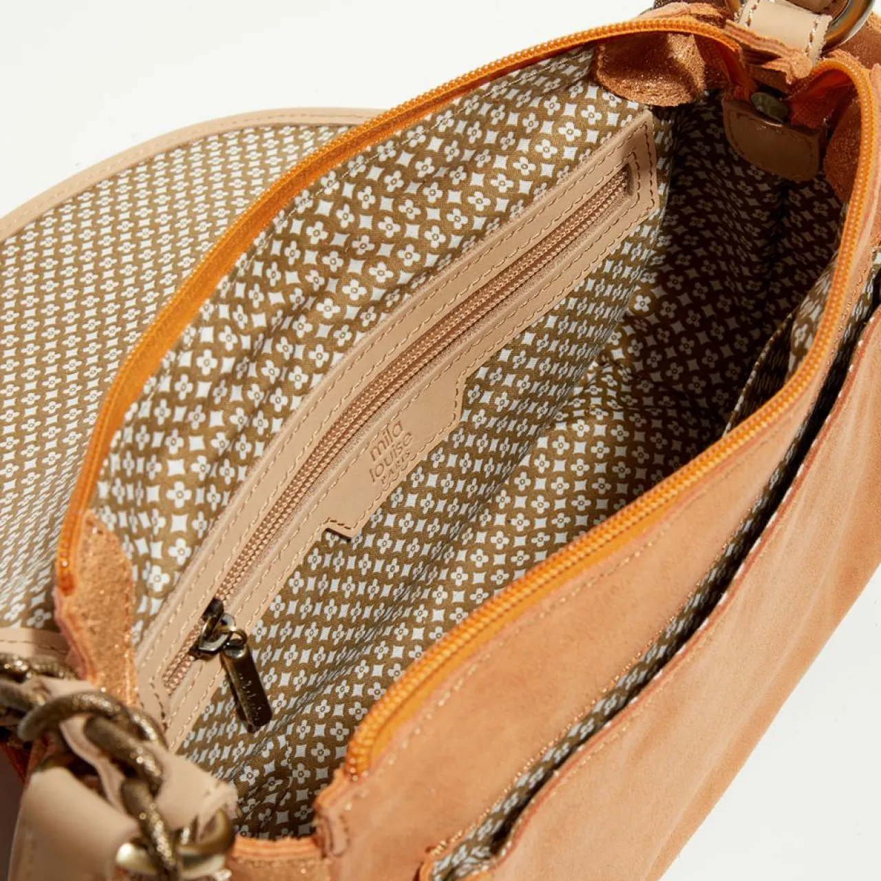 Sac besace en Cuir Rocia V orange - 23x20x7 cm