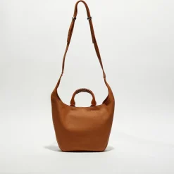 Sac cabas en Cuir Woody caramel - 45x33x13 cm