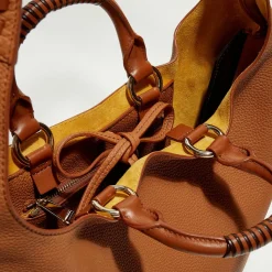 Sac cabas en Cuir Woody caramel - 45x33x13 cm