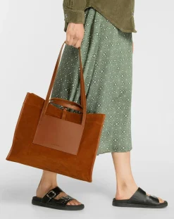 Sac cabas en Velours côtelé Dessin marron