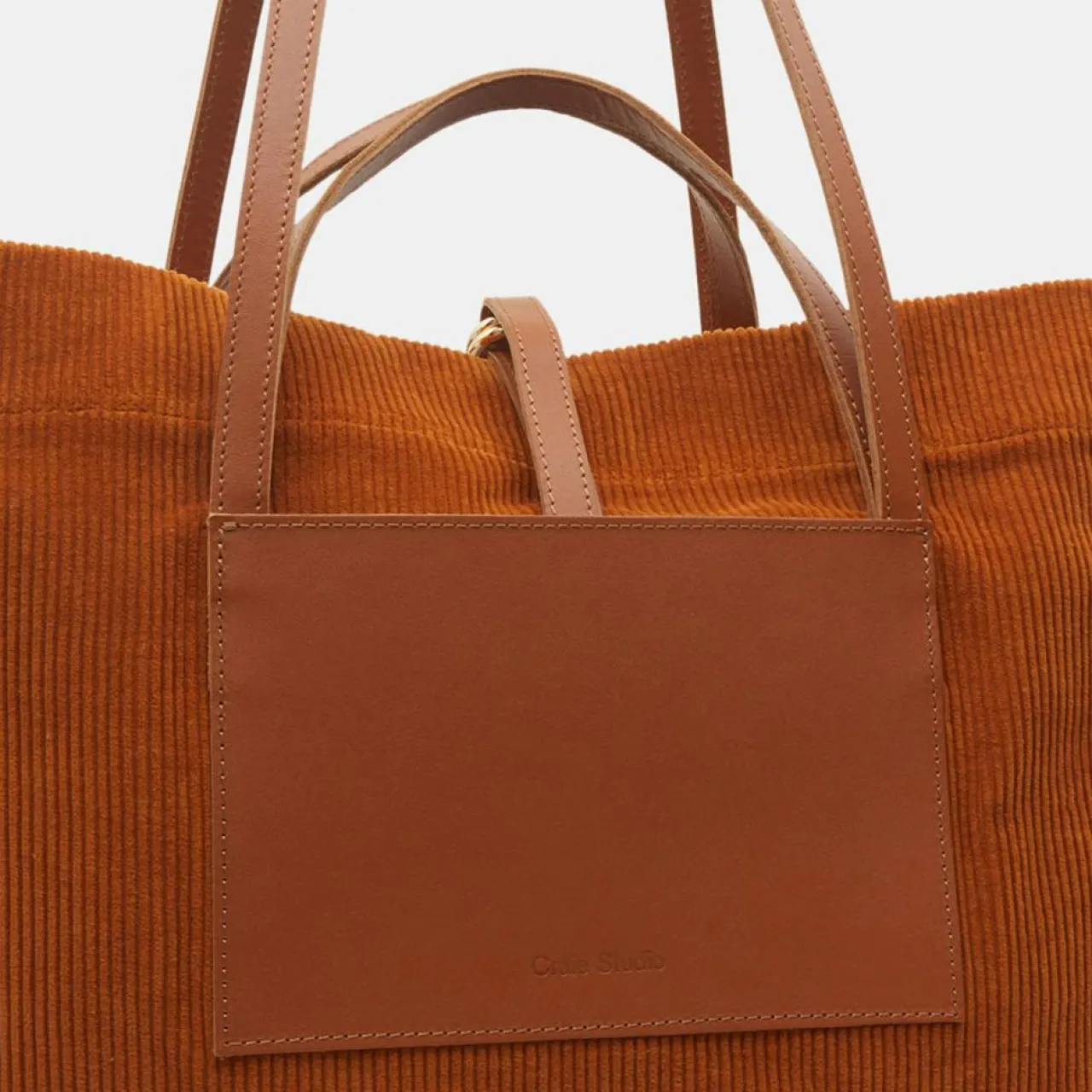 Sac cabas en Velours côtelé Dessin marron