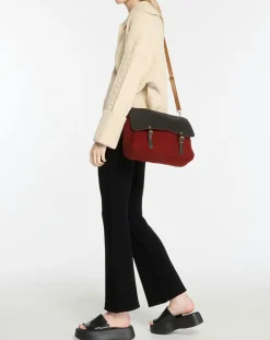 Sac cartable réversible en Velours côtelé Maxi Maths marron 24x35x9 cm