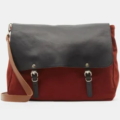 Sac cartable réversible en Velours côtelé Maxi Maths marron 24x35x9 cm