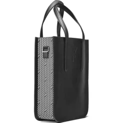 Sac en Cuir & Toile enduite Dune noir/blanc - 35x28x8 cm