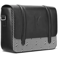 Sac en Cuir & Toile enduite Moulleau noir/blanc - 22x30x9 cm