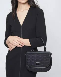 Sac en Toile brodée Je t'Attends Je t'Aime nº2 noir - 20x25x8 cm